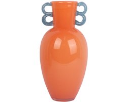 Present Time Vaas Fiesta - Oranje - 14.5x14.5x30cm - Glas - Scandinavisch - Bloemenvaas - Woondecoratie - Decoratieve vaas voor woonkamer of slaapkamer
