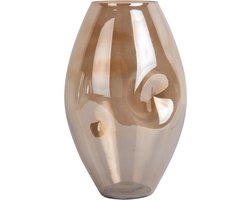 Present Time Vaas Luster Organic - Bruin - Ø15cm - Glas - Scandinavisch - Bloemenvaas - Woondecoratie - Decoratieve vaas voor woonkamer of slaapkamer