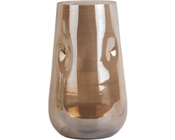Present Time Vaas Luster Organic - Bruin - Ø17cm - Glas - Scandinavisch - Bloemenvaas - Woondecoratie - Decoratieve vaas voor woonkamer of slaapkamer