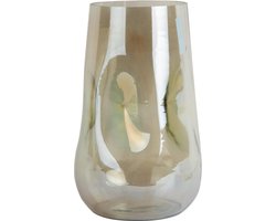 Present Time Vaas Luster Organic - Groen - Ø17cm - Glas - Scandinavisch - Bloemenvaas - Woondecoratie - Decoratieve vaas voor woonkamer of slaapkamer