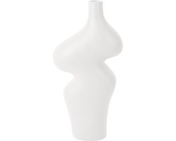 Present Time Vaas Organic Curves - Wit - 15,5x8x30,5cm - Polyresin - Scandinavisch,Modern - Bloemenvaas - Woondecoratie - Decoratieve vaas voor woonkamer of slaapkamer
