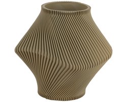 Present Time Vaas Twisted Rib - Theegroen - Ø18cm - Polyresin - Scandinavisch - Bloemenvaas - Woondecoratie - Decoratieve vaas voor woonkamer of slaapkamer