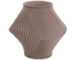 Present Time Vaas Twisted Rib - Warmgrijs - Ø18cm - Polyresin - Scandinavisch - Bloemenvaas - Woondecoratie - Decoratieve vaas voor woonkamer of slaapkamer