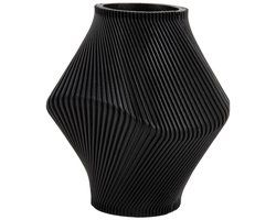 Present Time Vaas Twisted Rib - Zwart - Ø18cm - Polyresin - Scandinavisch - Bloemenvaas - Woondecoratie - Decoratieve vaas voor woonkamer of slaapkamer