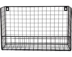 Present Time Wandrek Reja - Zwart - 15x40x25cm - Rechthoek - Staal - Rek voor aan de muur - Rekje - Ophangrek