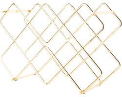 Present Time Wijnrek Diamonds - Goud - 40,5x15,5x27,5cm - IJzer - Voor aan de Muur - 8 Flessen - Luxe - Moederdag - Moederdag cadeautje - Moederdag cadeau voor mama