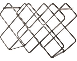 Present Time Wijnrek Diamonds - Zwart - 40,5x15,5x27,5cm - IJzer - Voor aan de Muur - 8 Flessen - Luxe