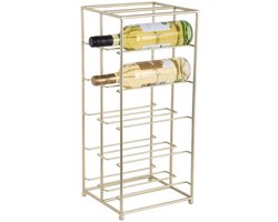 Present Time Wijnrek Dual Floor - Goud geschilderd - 25x22.5x57cm - IJzer - Voor aan de Muur - 12 Flessen - Scandinavisch - Kerstcadeau - Cadeau voor hem - Cadeau voor haar - Kerstdecoratie
