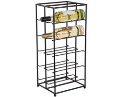 Present Time Wijnrek Dual Floor - Zwart - 25x22.5x57cm - IJzer - Voor aan de Muur - 12 Flessen - Scandinavisch - Vaderdag - Vaderdagcadeau - Vaderdag cadeautje voor hem