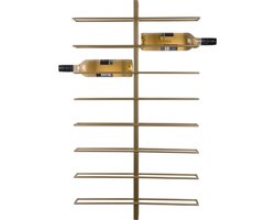Present Time Wijnrek Dual - Goud - 52x8.5x90cm - IJzer - Voor aan de Muur - 12 Flessen - Modern