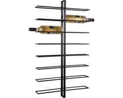 Present Time Wijnrek Dual - Zwart - 52x8.5x90cm - IJzer - Voor aan de Muur - 12 Flessen - Modern