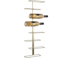 Present Time Wijnrek Float - Goud - 32.5x9.5x80.5cm - IJzer - Voor aan de Muur - 8 Flessen - Modern