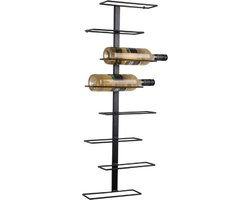 Present Time Wijnrek Float - Zwart - 32.5x9.5x80.5cm - IJzer - Voor aan de Muur - 8 Flessen - Modern