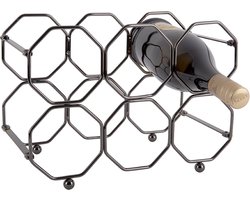 Present Time Wijnrek Honeycomb - IJzer Smokey Grijs, opvouwbaar - 31x16,5x22cm - IJzer - Voor aan de Muur - 6 Flessen - Scandinavisch
