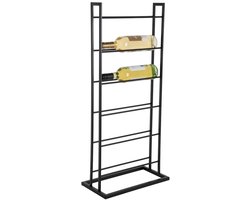 Present Time Wijnrek Single Floor - Zwart - 38x20x84.5cm - IJzer - Voor aan de Muur - 6 Flessen - Scandinavisch - Vaderdag - Vaderdagcadeau - Vaderdag cadeautje voor hem