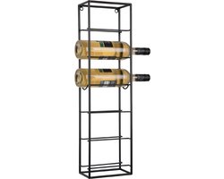 Present Time Wijnrek Single - Zwart - 18x11.5x66cm - IJzer - Voor aan de Muur - 6 Flessen - Modern - Vaderdag - Vaderdagcadeau - Vaderdag cadeautje voor hem