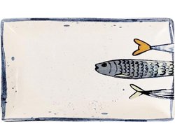 Presentatieborden Rechthoekig - Dienbladen Kaasplank - Gerechten Presenteren - Maritieme Vissen Print - 25 x 15 cm - Multicolor