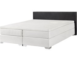 PRESIDENT - Boxspringbed - Wit/Zwart - 160 x 200 cm - Kunstleer