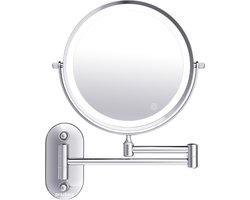 Prestara - Make-up & Scheerspiegel met LED Verlichting - 10x Vergroting - Draaibaar - USB-Oplaadbaar - Voor Badkamer & Douche