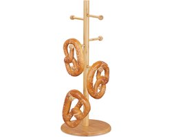 pretzel standaard bamboe - 8 stangen - 50 x 19,5 cm - ook als mokkenrek - rond