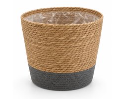 Prezent Bloempot - Plantenmand Binnen - Gemaakt van Riet / Rotan / Zeegras - 24cm hoog - 26cm diameter