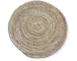 Prezent - Set van 6 Ronde Placemats - Maïsblad / Riet / Rotan - Natuurlijke Tafeldecoratie 38cm