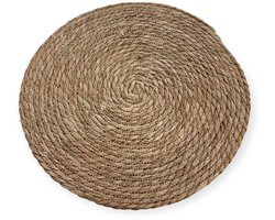 Prezent – Set van 6 Ronde Placemats - Zeegras / Riet / Rotan – Natuurlijke Tafeldecoratie 38 cm