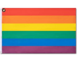 Pride vlag LGBTQIA Regenboog rainbow gay pride vlag 90 x 150 cm silk printed messing ogen weerbestendig