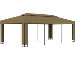 Prieel met dak - Tuinpaviljoen Overkapping - Feesten en Barbecues - Dubbel dak ontwerp - 3x6 meter - Taupe
