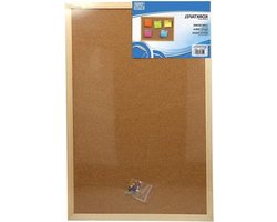 Prikbord Hout 60x90 cm - Natuurlijk Kurk Bord met Houten Frame