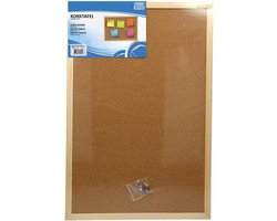 Prikbord Hout 60x90 cm - Natuurlijk Kurk Bord met Houten Frame