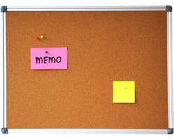 Prikbord kurk - 90 x 120 cm - Modern - Aluminium lijst - Set van 6 punaises