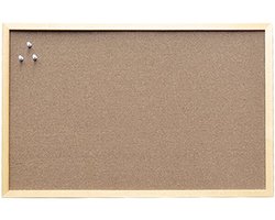 Prikbord kurk houten lijst 60 x 80 cm met setje punaises 5 stuks