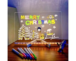 prikbord-LED-berichtbord-Memobord-Nieuw stijl-lichtgevend acryl berichtenbord-Verlicht whiteboard met standaard-Kan gebruikt worden als een lichtgevend memobord - glazen prikbord-Geschikt voor studeerkamer-kantoor-keuken- woonkamer-7.9*7.9 inches