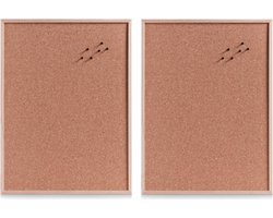 Prikbord van kurk XXL formaat - Set van 2x stuks - 60 x 80 cm - Kurken memobord/prikbord voor thuis of op kantoor