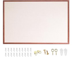 Prikbord Walnoot - Linnen Bord - Berichten Tonen - Kurken Achterkant - 91 x 61 cm - Walnoot Frame