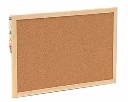 Prikbord/memobord inclusief punaises - Set van 2x stuks - 22 x 30 cm - Naturel kurk - Kantoor artikelen/woonaccessoires
