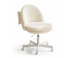 Primaro Bureaustoel - Stoelen - Teddy stoel - in Hoogte Verstelbaar - met Kussen - Wit - Draaistoel op Wielen - Max. 110 kg