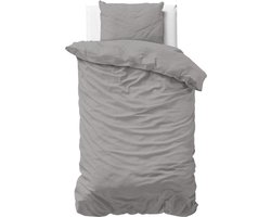 Primaviera Deluxe Uni Satijn - Dekbedovertrek - Eenpersoons - 140x200/220 + 1 kussensloop 60x70 - Grijs