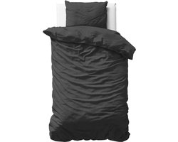 Primaviera Deluxe Uni Satijn - Dekbedovertrek - Eenpersoons - 140x200/220 + 1 kussensloop 60x70 - Zwart