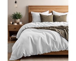 Primaviera Deluxe Waffle Dekbedovertrek - Tweepersoons - 200X200/260 + 2 x kussenslopen 60x70 - Wit