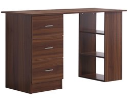 Prime Home Bureau - Bureaus - Computerbureau - Computertafel - Opberg bureau - Planken en lades - Opbergruimte - 120 x 50cm - Walnootbruin