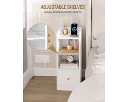Prime Home Nachtkastje - Ladekast - Bijzettafel - Opbergkastje - Nachtkast met laadstation - USB- en Type C-aansluiting - 3 opbergniveaus met 1 lade - 38 x 24 x 60cm - Wit