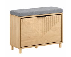 Prime Home Opbergruimte - Schoenenkast - Schoenenbank - Schoenenrek - Zitbank met kussen voor gang - 60 x 24 x 50cm - Natuurlijk