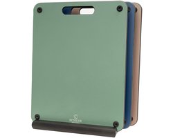 Primecook EcoSlice - snijplanken - Tre colori - set van 3 (30 x 23,5 cm) met standaard - houtvezel composiet - duurzaam en veilig - slijtvast - antibacterieel