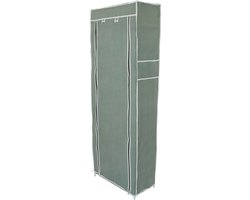 PrimeMatik - Garderobekast en schoenenrek in afneembare stof 60 x 30 x 160 cm grijs met roldeur