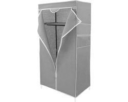 PrimeMatik - Kledingkast kast uitneembare stoffen kledingkast 70 x 45 x 155 cm grijs