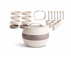 PrimeOutdoor Picknickset 32-delig voor 6 Personen – Picknick Servies met Borden, Bekers & Bestek – Camping Servies Set met Opbergbox – BPA-vrij Kunststof