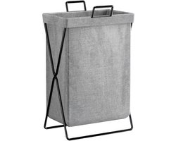 PrimePlus Wasmand met Metalen Poten - Waterafstotend - Wassorteerder - Stijlvol & Ruimtebesparend - Inklapbaar - Compact Design - 55x35x25 cm - Grijs