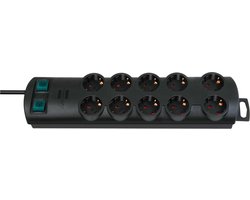 Primera-Line stekkerdoos 10-voudig zwart 2m H05VV-F 3G1,5 de stopcontacten zijn schakelbaar per 5